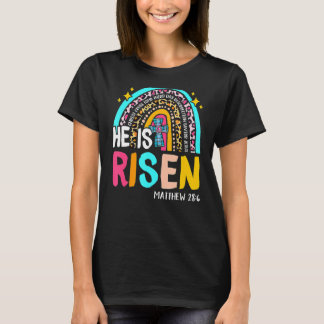 T-shirt Leopard Arc-en-ciel Il est ressuscité Jésus chréti