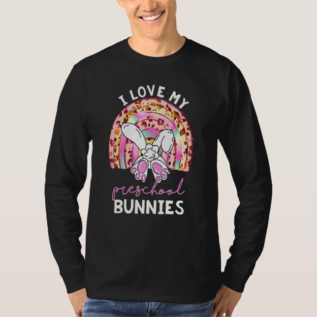T-shirt Leopard Arc-en-ciel J'adore mes lapins d'école mat (Devant)