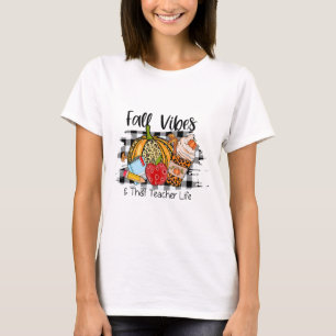 T-shirt Leopard Automne Vibes Merci Vie De L'Enseignant La