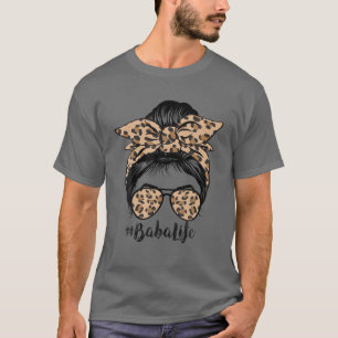 T-shirt Leopard Baba Life mignon Messy Bun Fille Fête des 