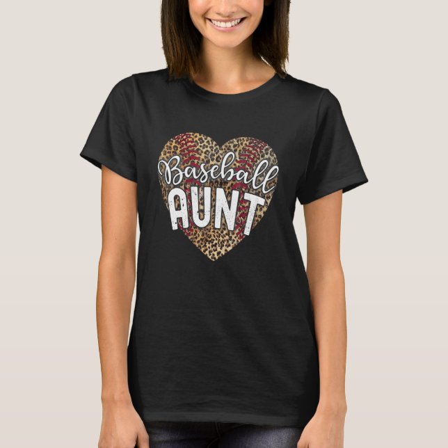 T-shirt Leopard Baseball Aunt Women Cheetah Print (Devant)