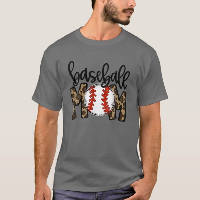 T-shirt Leopard Baseball Maman Jeu Vibes Ball Maman Mothe (Devant)