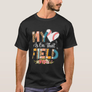 T-shirt Leopard Baseball Maman Mon Coeur Est Sur Ce Champ 