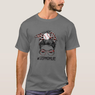 T-shirt Leopard Baseball Stepmaman Vie Messy Bun Jour M