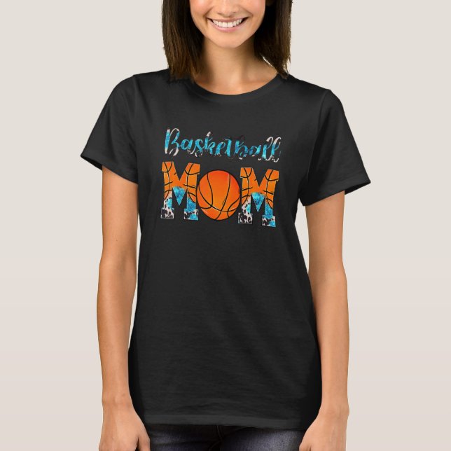 T-shirt Léopard Basketball Maman Cowhide Turquoise Western (Devant)