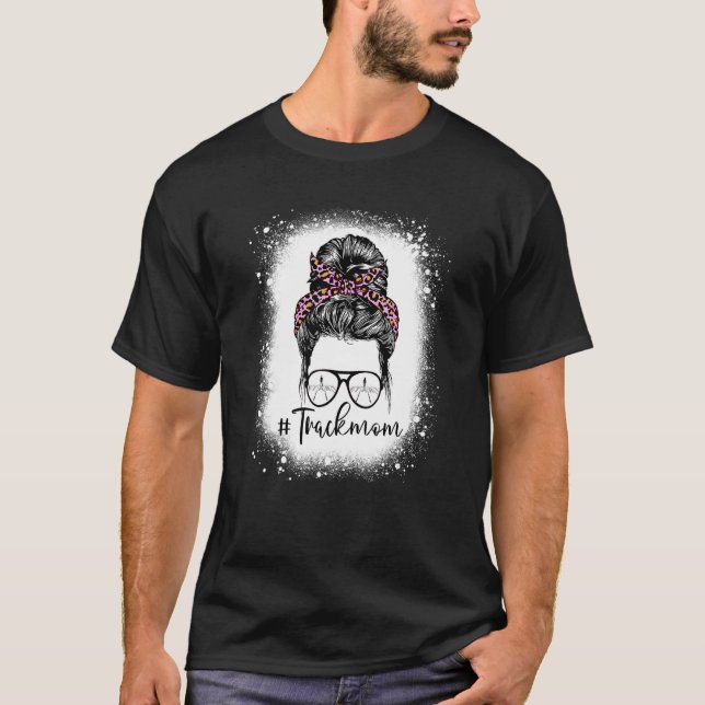 T-shirt Léopard Bleached Pink Track Maman Vie Messeuse Bun (Devant)