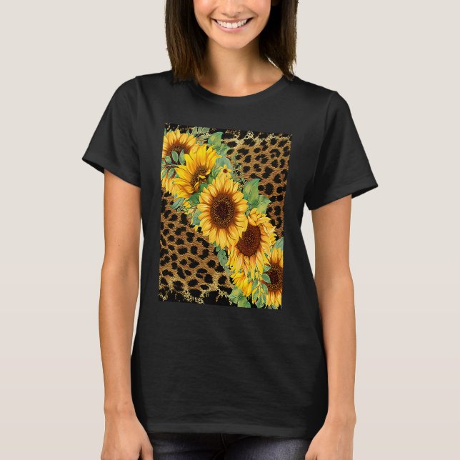 T-shirt Léopard bleu et blanc Motif Fleur blanche (Devant)
