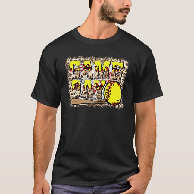T-shirt Leopard Bleu Softball Jour Vibes Softball (Devant)