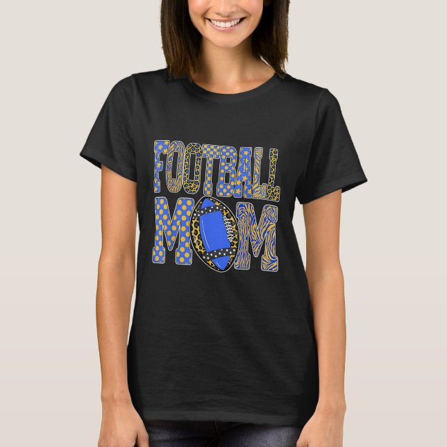T-shirt Leopard Blue Gold Checkered Football Touchdown Sea (Devant)
