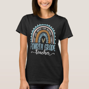T-shirt Leopard Boho, enseignant de quatrième année Arc-en