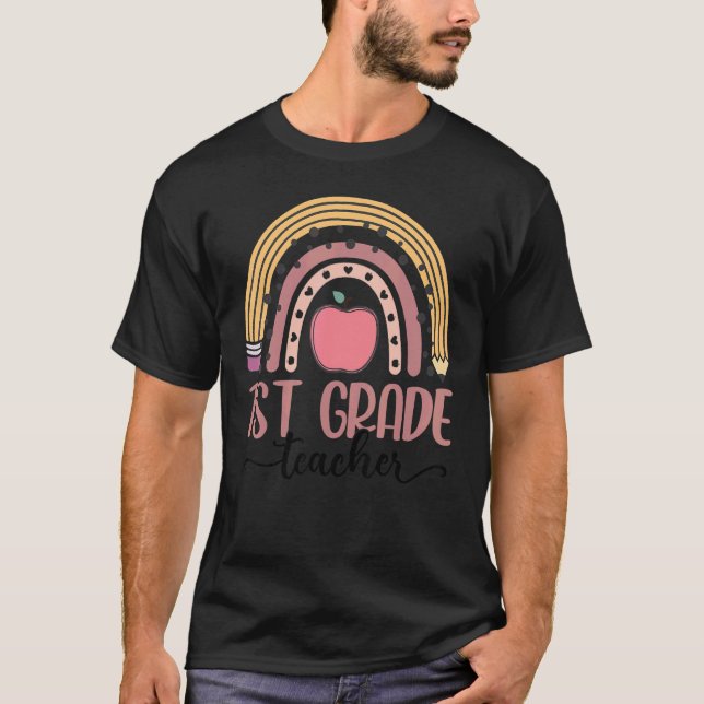T-shirt Leopard Boho Rainbow, enseignant de 1ère année (Devant)