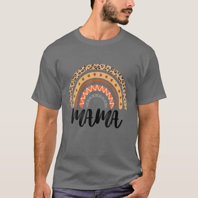T-shirt Leopard Boho Rainbow Mama Mother's Day (Devant)