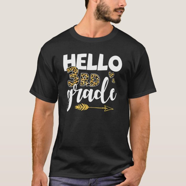 T-shirt Leopard Bonjour 3e année Retour à l'école Enseigna (Devant)