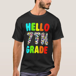T-shirt Leopard Bonjour 7e année de retour à l'école migno
