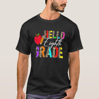 T-shirt Léopard Bonjour 8e année Professeur Étudiant Retou