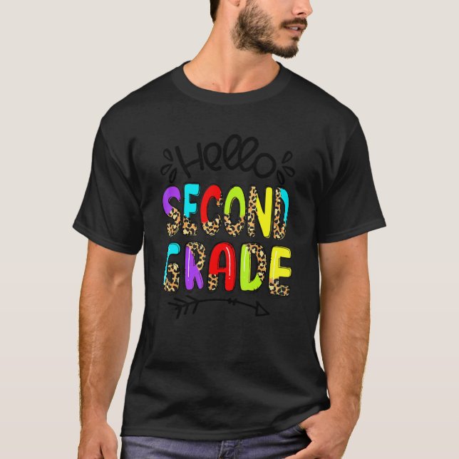 T-shirt Léopard Bonjour Deuxième Enseignant de 2e année Pr (Devant)