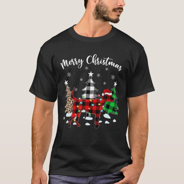 T-shirt Léopard Buffalo Plaid Correspondant Chien Foxhound (Devant)