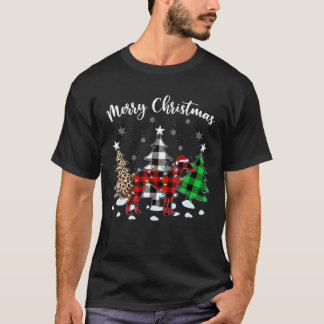 T-shirt Léopard Buffalo Plaid Matching Greyhound Christmas