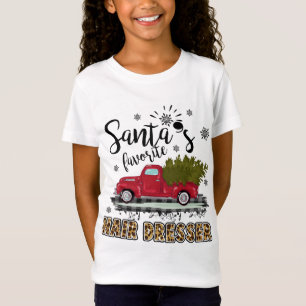 T-Shirt Léopard Buffalo Plaid Père Noël Favori Cheveux Dre