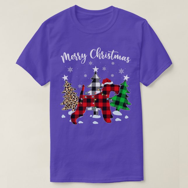 T-shirt Leopard Buffalo Plaid Wire Fo Terrier Chien Christ (Design devant)