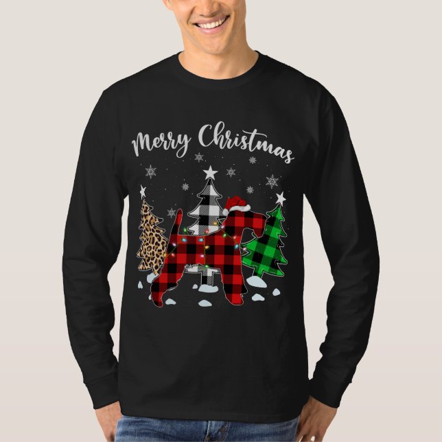 T-shirt Leopard Buffalo Plaid Wire Fox Terrier Chien Chris (Devant)