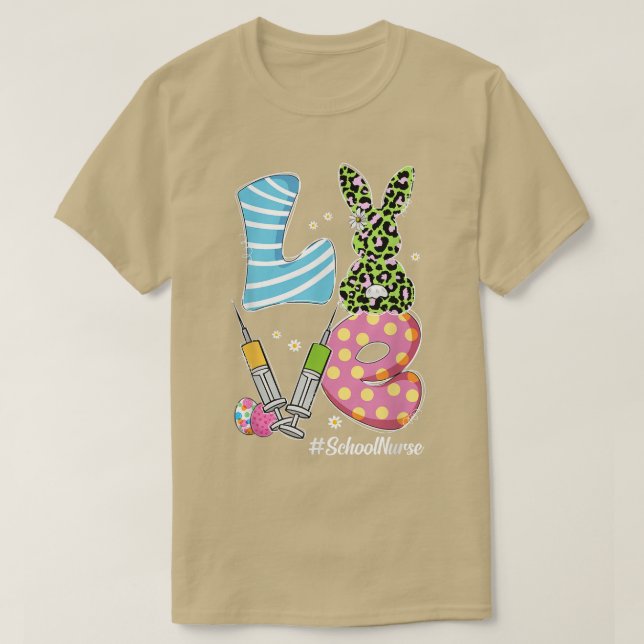 T-shirt Leopard Bunny AMOUR École Infirmière Funny Jour de (Design devant)