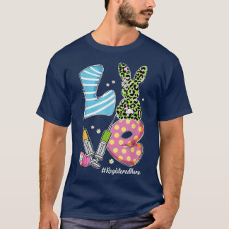 T-shirt Leopard Bunny LOVE Infirmière inscrite Funny Pâque