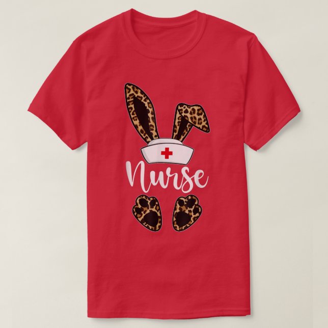 T-shirt Leopard Bunny Nurse Joyeux Oeufs de Pâques Hunter  (Design devant)