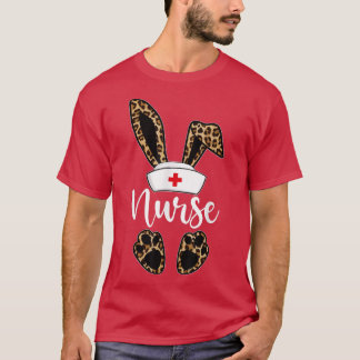 T-shirt Leopard Bunny Nurse Joyeux Oeufs de Pâques Hunter 