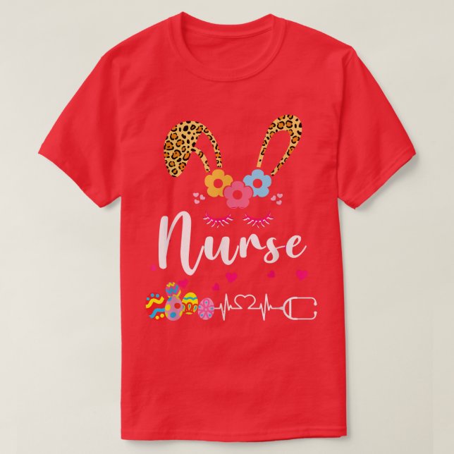 T-shirt Leopard Bunny Nurse Joyeux Pâques  (Design devant)