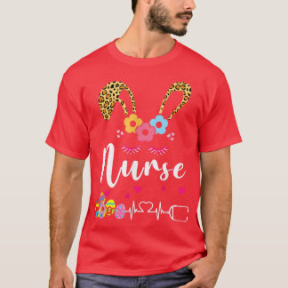 T-shirt Leopard Bunny Nurse Joyeux Pâques 
