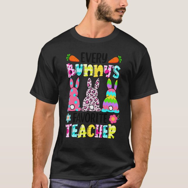 T-shirt Leopard Chaque Bunnys Est Favori Enseignant Rabbit (Devant)