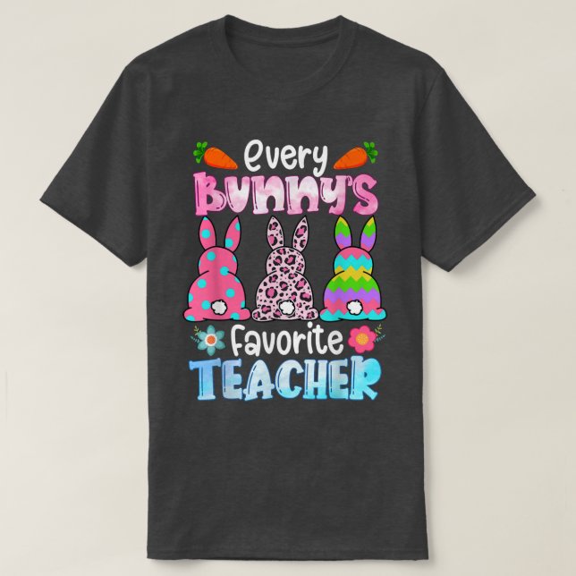 T-shirt Leopard Chaque Bunnys Est Favori Enseignant Rabbit (Design devant)