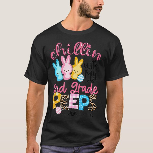 T-shirt Leopard Chillin Avec Mon Enseignant Bunnies 2e Cla (Devant)
