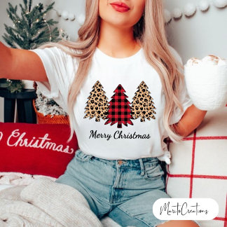 T-shirt Leopard Christmas, Christmas family, Leopard Print