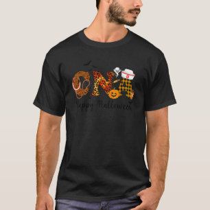 T-shirt Leopard Cna Nurse Happy Halloween Vibes Citrouille