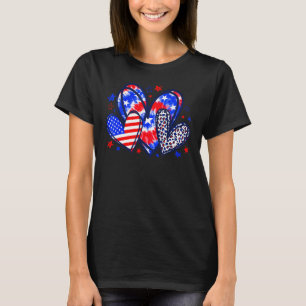 T-shirt Léopard Coeur Rouge Blanc Bleu Américain Drapeau 4