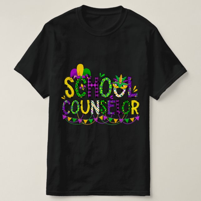 T-shirt Leopard Conseiller scolaire Mardi Gras Fat Tuesd (Design devant)