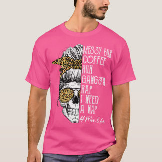 T-shirt Léopard Crâne Lady Maman Vie Messeuse Bun Coffee R