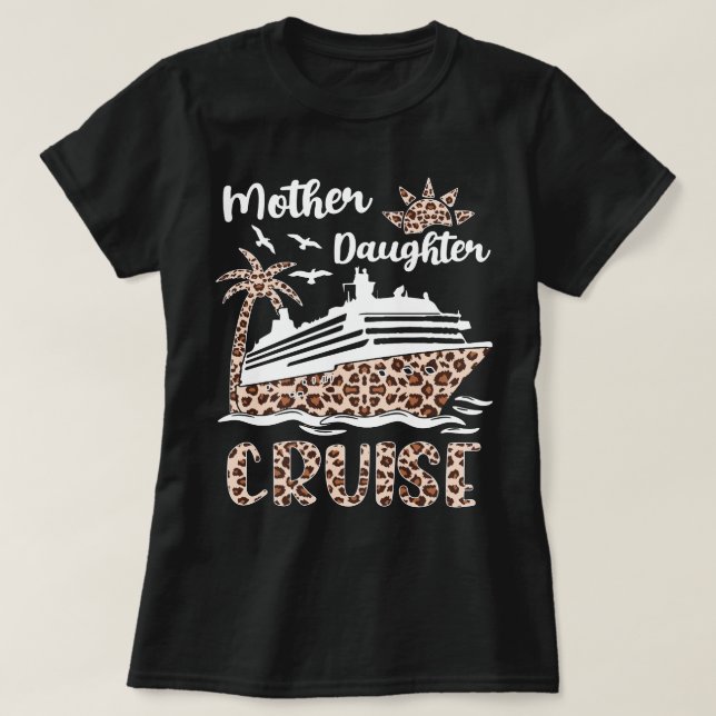 T-shirt Leopard Cruise Navire Mère Fille Voyage (Design devant)