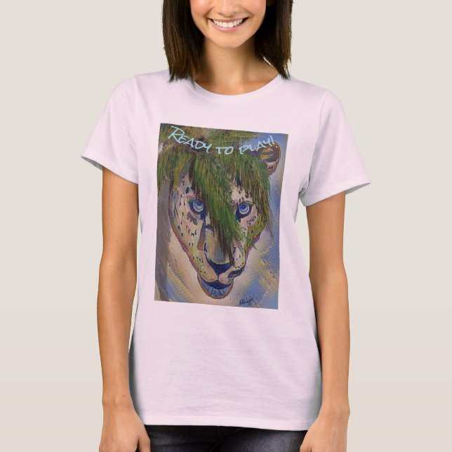 T-shirt Leopard Dans La Jungle Prêt À Jouer...Editable (Devant)