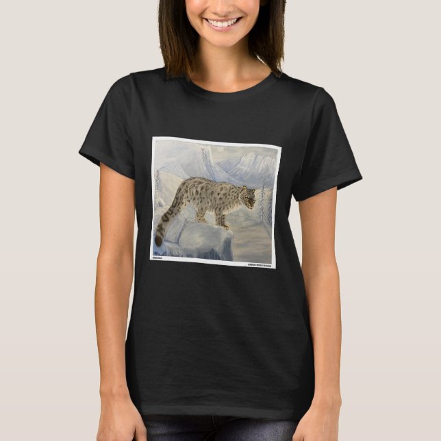 T-shirt Leopard Dans L'Huile D'Hiver De Neige Peinture Ani (Devant)