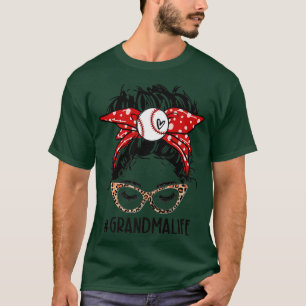 T-shirt Léopard de base-ball grand-mère vie Messy Bun Jour