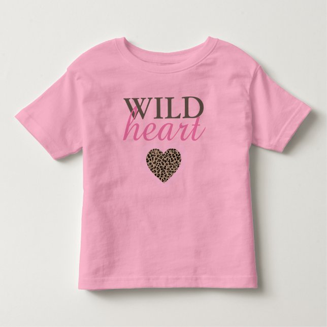T-shirt léopard de coeur sauvage et enfant rose (Devant)