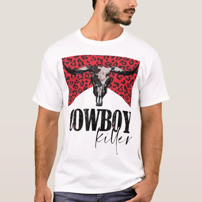 T-shirt Léopard de cowgirl occidentale Punchy Cowboy (Devant)