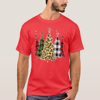 T-shirt Leopard de Noël Vintage et Pla de Buffalo Rouge