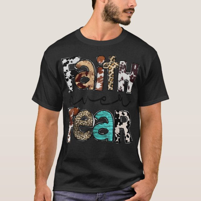 T-shirt Léopard de vache occidental Jésus foi chrétienne s (Devant)