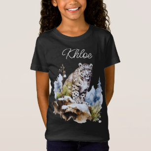 T-Shirt Léopard des neiges Hiver Montagne Personnalisé