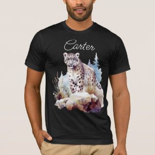 T-shirt Léopard des neiges Hiver Montagne Personnalisé
