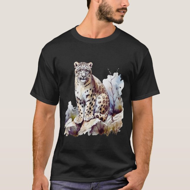 T-shirt Léopard d'hiver Montagne Big Cat Faune (Devant)